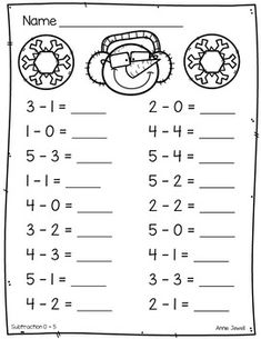 a printable worksheet for addition to subtract numbers with the same number