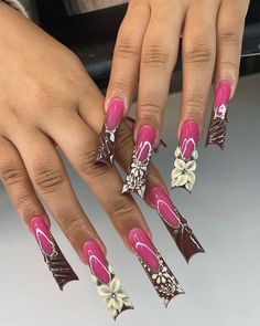 Long nails,duck nails, floral nails,french nails, birthday nails set,prom nails, vacation nails,hoco nails,back to school nails, special occasion nails,baddie nails, unique nails,bold nails,nail you should try,nail ideas,nail design,nail aesthetics,nails inspo,nail art Dangling Nail Charms, India Love Nails, Jhene Aiko Nails, Old School Nails, Junk Nails Bling, Special Occasion Nails, Birthday Nails Inspiration, Vacation Nail Ideas, Nails Hoco