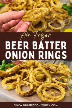 beer batter onion rings on a cutting board