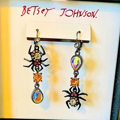 Get Your New, In Box Halloween Earrings. Just Adorable Betsy Johnson Style. Creative Whimsical Design Of Spiders And Jewels. Spooky Nickel-free Jewelry For Party, Spooky Nickel-free Party Jewelry, Spooky Silver Party Jewelry, Sales Ideas, 2010s Nostalgia, Jewelry Halloween, Rose Stud Earrings, Betsey Johnson Earrings, Flamingo Christmas