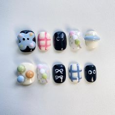 custom nails,long nails ,short nails ,long Coffin Nails,short Coffin Nails,long almond nails,short almond nails,Spring Nails,summer Nails,fall nails,fake nails,presson nails,kawaii nails,gyaru nails,glue on nails,false nails,cute nails,christmas nails,chrome nails,Stiletto Nail,Princess nails,Fairy Nails, Elegant nails,Trendy nails 🌸About the product  1.Each set include 10 nails of 100% handmade  2. Cuticle stick 3. Nail file 4. Jelly glue set 5. Packaging storage box 🌸Material: Acrylic 🌸How to measure the size？ 1. Measure the bare nails without nail polish 2. Use a tape measure to measure the widest part of the nail 3. Align the scale to the left edge of the nail, close to the curvature of the nail arc 4. Align the scale to the right edge of the nail, close to the curvature of the nail Kid Press On Nails, Press On Kawaii Nails, Little Kid Press On Nails, Kuromi Press On Nails, Press On Nails Short Kawaii, Black And Blue Nails, Long Almond Nails, Short Almond Nails, Short Coffin Nails