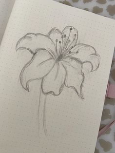 a drawing of a flower on a notebook