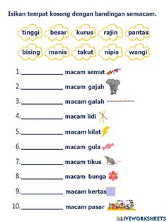 an english worksheet with the words in different languages and pictures on it, including animals