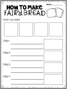 how to make fairy bread worksheet with pictures on it and instructions for the recipe