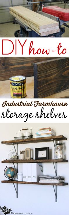 diy how to industrial farmhouse storage shelves