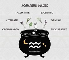 an image of a caulder with the words aquarius magic written below it