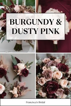 burgundy and dusty pink wedding bouquets