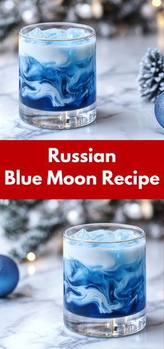 Russian Blue Moon Recipe Russian Vodka, Layered Drinks, Vodka Cocktails Recipes, Coffee Liqueur