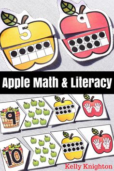 an apple math and literacy activity for kids