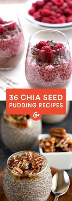 chia seed pudding recipe with raspberries and pecans