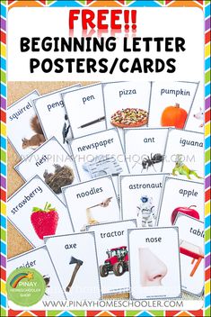 free beginning letter posters and flash cards for kids to use in the classroom or at home