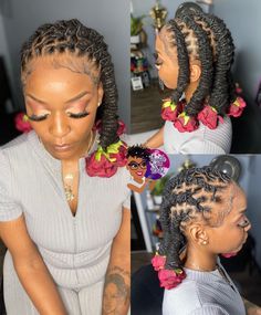 Loc Hairstyles With Beads, Loc Petal Styles, Locs With Shaved Sides, Loc Colors, Jewel Hair, Dreads Styles For Women, Dreadlocks Hairstyles