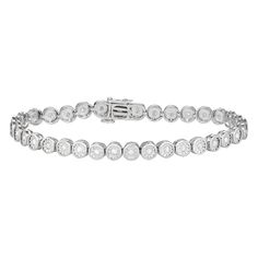 "Made from diamond accents set in miracle plates, this sterling silver bracelet lends a touch of sparkle to your attire. Made from diamond accents set in miracle plates, this sterling silver bracelet lends a touch of sparkle to your attire. Bracelet length: 7.25 in. Packaging: boxed Base material: sterling silver Plating: rhodium Finish: polished Nickel freeSTONE DETAILS Total weight: 1/2 ct. Setting: prong Color grade: H-I Clarity: I1-I2 Gemstones may have been treated to enhance their appearan Sterling Silver Bracelet With Diamond Accents, Silver Round Diamond Bracelet With Single Cut Diamonds, White Gold Cubic Zirconia Diamond Bracelet With Bezel Setting, Round Diamond Sterling Silver Bracelet For Anniversary, Sterling Silver Bracelet With Diamond Accents In Round Cut, Anniversary Sterling Silver Round Bracelet With Diamonds, Diamond White Round Diamond Bracelet For Anniversary, Anniversary Sterling Silver Bracelet With Diamond, Anniversary Sterling Silver Round Diamond Bracelet