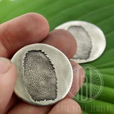 Fingerprint Pocket Good Luck Charm Coin - Maya Belle Jewelry Thumb Print, Thumb Prints, Engraved Initials, Fingerprint Jewelry, Finger Print, Family Keepsakes, Luck Charm, Luck Charms, Memorial Keepsakes