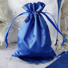 12 Pack | 5x7inch Royal Blue Satin Drawstring Wedding Party Favor Gift Bags Favour Jars, Burlap Gift Bags, Handmade Candy, Purple Bag, Wedding Gift Bags, Satin Bags, Wedding Favor Bags, Purple Satin, Wedding Gift Favors