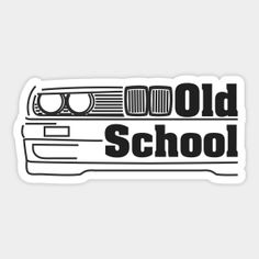 an old school car sticker with the words'old school'in black and white