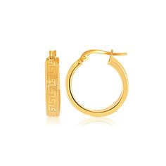 Buy LOVCIA Luxury Greek Key Pattern 14k Yellow Gold Mini Hoop Earrings Greek Key Pattern, Snap Lock, Small Hoop Earrings, Mini Hoop Earrings, Greek Key, Earring Sale, Gold Hoops, Ring Collections, Elegant Jewelry