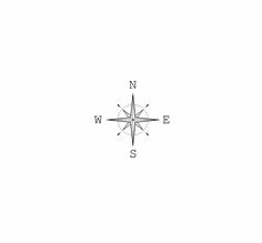 a black and white photo of a compass on a white background with the words n w e s