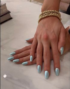 Blue Chrome Nails, Nagel Tips, Nails 2024, Manicure Y Pedicure, Dip Powder