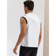 Sleeveless sweatshirt vest features pockets for you to keep your small items. A hoodie vest can be worn alone or paired with other garments like t-shirts or long-sleeved shirts for a daily look. Pair a hoodie vest with shorts, jeans, and casual trousers to create a different look. Hoodie vest is suitable for sports, camping, travel and daily wear. Vest With Shorts, Sleeveless Sweatshirt, Hoodie Vest, Hooded Vest, Vest White, Shorts Jeans, Casual Trousers, Daily Look, Small Items