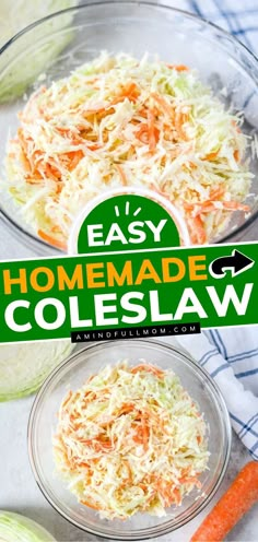 the homemade coleslaw is ready to be made into an appetizer or salad