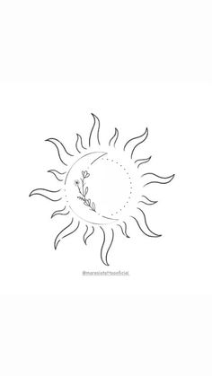 a drawing of the sun with flowers in it