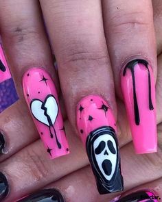 Cheap Nails, Disney Halloween Nails, Halloween Package, Disney Inspired Nails, Nail Art For Kids, At Home Nails