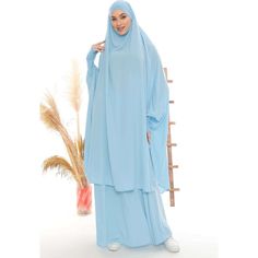 Buy Luxury Two Piece Khimar | 2 Piece Abaya | Dress Modest Wear for only $95.00 at By Baano! Blue Modest Long Abaya, Blue Long Khimar For Eid, Long Blue Khimar For Eid, Blue Modest Khimar For Eid, Modest Blue Niqab For Eid, Modest Blue Maxi Length Abaya, 2 Piece Abaya, Ribbed Jacket, Dress Modest