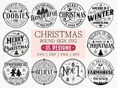 christmas round signs svg and dxf files for use in the design process