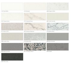 the different types of marbles and colors in each color scheme, including white, gray,