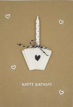 a birthday card with a paper cupcake on it