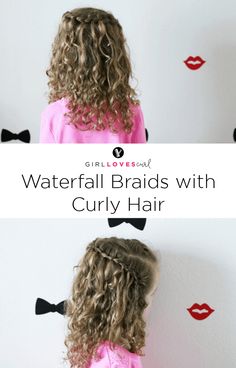 Waterfall Braid for Curly Hair Braids On Curly Hair, Braid For Curly Hair, Curly Waterfall Braid, Waterfall Braids, Curly Hair Braids, Family Projects, Kids Curly Hairstyles, Waterfall Braid, Curly Girl Hairstyles