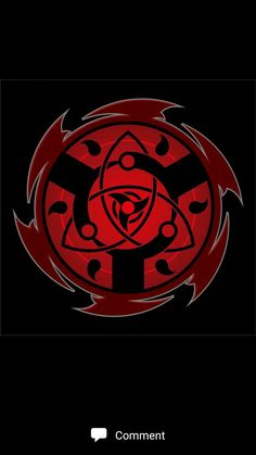 a red and black wallpaper with an emblem on it