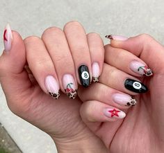 Nail Number Art Designs, San Francisco Nails, Odd Nail Designs, Cmbyn Nails, I Love Ny Nails, Nails With Different Designs On Each, Crazy Design Nails, New York City Nails, Tate Mcrae Nails