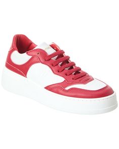 Price As Marked About The Brand: Elegant Handbags And Accessories Crafted In Italy. Minerva Leather Sneaker In White Red Leather With Logo Accents Lace-Up Closure Lightly Padded Leather Insole Rubber Sole With Traction Made In Italy Elegant Handbags, Red Platform, Mario Valentino, Valentino Women, Monogrammed Leather, Studded Leather, Designer Sandals, Suede Sneakers, Platform Sneakers