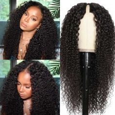 V Part Wig, Part Wigs, Natural Hair Wigs, Virgin Hair Wigs, U Part Wig, U Part Wigs, U Part, Natural Human Hair, Curly Human Hair Wig