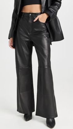 Reformation x Veda Kennedy Wide Leg Leather Pants | Shopbop Reformation Clothing, Reformation Dress, Denim Wash, Latest Design, Black Pants, Wide Leg Pants, Leather Pants, Wide Leg, Relaxed Fit