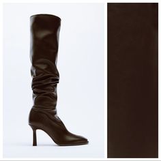 Nwt. Zara Brown Long Leather High-Heel Ankle Boots With Topstitching Detail, Inner Side Zipper Closure. Heel Height Of 8.5 Cm. / 3.3″. Size 9. Ref. 2118/810. Zara Brown Pointed Toe Heeled Boots, Zara Brown Heeled Boots For Work, Brown Zara Heeled Boots For Work, Chic Brown Zara Heeled Boots, Elegant Brown Heeled Boots By Zara, Brown Fitted Heeled Boots With Padded Heel, Fitted Brown Heeled Boots With Padded Heel, Chic Brown Zara Boots, Zara Brown Square Toe Boots