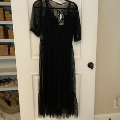 -Nwt -Comes With Removable Slip Zara Black Maxi Dress For Brunch, Zara Summer Dress, Zebra Print Maxi Dress, Black Satin Slip Dress, Tulle Dress Long, Zara Midi Dress, Eyelet Maxi Dress, Beaded Maxi Dress, Flowy Summer Dresses