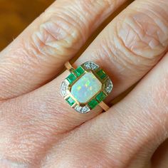 9ct Yellow Gold Gem Opal, Emerald & Diamond Ring – John Ross Jewellers Jewelry 2024, Bling Ring, Emerald Diamond Ring, Cameo Jewelry, Silver Wedding Rings, Silver Lockets, Stone Engagement Rings, Dress Rings