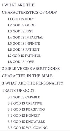 the ten commandments for god's creation, including what are the characteristics of god?