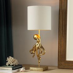 Golden Nautilus Lamp Octopus Lamp, Ocean Lamp, Houses Modern, Coastal Interiors, Modern Coastal, Lamp Sets, Beach Houses, Diffused Light, Nautilus