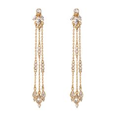 Elevate your wedding look with our Sana Earrings, featuring a lustrous 24K gold-plated metal base adorned with genuine clear crystals. These drop down earrings feature a post back for easy wear. All jewelry is made to order in our New York City design studio. Please allow 7-14 business days for production from the order date. Measurements: 3 1/2" L Beachy Earrings, Hair Accessories Pins, Prom Earrings, Wedding Look, The Drop, City Design, Clear Crystals, Classic Gold, Hair Ornaments