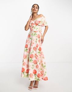 Ruched Maxi Dress For Spring Bridesmaid, Spring Bridesmaid Ruched Maxi Dress, Spring Party Rose Print Maxi Dress, One Shoulder Maxi Dress For Prom In Spring, Pink One-shoulder Maxi Dress For Prom Season, Pink One-shoulder Maxi Dress For Prom, Pink One Shoulder Maxi Dress For Prom, Feminine One Shoulder Floral Print Maxi Dress, One Shoulder Floral Print Prom Dress