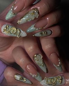 Extreme Nails, Dragon Nails, Milky Nails, Bling Acrylic Nails, Year Of The Dragon, Dream Nails, Fire Nails