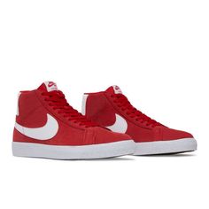 Brand New In A Box No Lid Authentic Nike Sb Zoom Blazer Mid University Red/White Men’s Sneakers - Athletic Shoes Red Nike Skate Shoes With Vulcanized Sole, Red Sneakers With Gum Sole For Skateboarding, Red Nike Sneakers For Skateboarding, Red Mid-top Skate Shoes For Skateboarding, Classic Red Skate Shoes For Streetwear, Classic Red High-top Skate Shoes, Red Lace-up High-top Sneakers For Skateboarding, Nike Red High-top Skate Shoes, Nike Sporty Skate Shoes In University Red