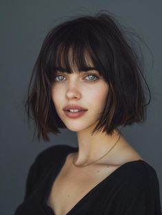 Trendy Bob Hairstyles with Bangs for 2024 Cute Short Bob With Bangs, Heavy Bob With Bangs, Italian Bob Haircut, Curly Bob With Fringe, Bob With Fringe Bangs, 2022 Haircut, Sleek Haircuts, Very Short Bangs, Italian Bob