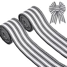 PRICES MAY VARY. What You Will Get - 2 rolls of ribbon, with wired edge design, classic and rustic patterns that can be applied to many occasions and can be made into many crafts. Rustic Design - Our ribbon rolls are crafted with white and black stripes, very vintage and classic, they can meet your needs for holiday decorations and crafts. Durable Material - The ribbon rolls are made of burlap, cotton and iron wires, durable material that is not easy to wear and tear, which can be kept for a lon Christmas Wired Ribbon, Farmhouse Crafts, Ribbon Garland, Christmas Tree Bows, Ribbon Christmas, Ribbon On Christmas Tree, Christmas White, Striped Ribbon, Diy Gift Wrapping