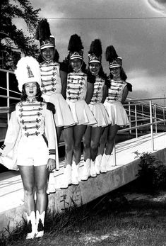 Leading the Band – Majorettes of the 1940’s – 1960’s – The Invisible Agent Marching Band Outfits, Legally Blonde Musical, Marching Band Uniforms, Uniform Ideas, Baton Twirling