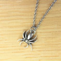 ♥ Spider Necklace Silver Spider Charm Necklace Spider Charm Insect Charm Spider Gift Spider Jewelry Birthday Gift Personalized Initial Chain ♥ You will receive 1 necklace ♥ Spider charm 18x14x3 mm ♥ Stainless steel chain 18 inches ♥ We strive for next day shipping, but we do not ship on Saturdays, Sundays, and Holidays. It may sometimes take a bit longer when we have unusually large volume of orders. Thank you for your patience! ♥♥ For more details on shipping guideline and other policies, pleas Halloween Novelty Necklaces As Gift, Halloween Gift Necklace With Lobster Clasp, Angel Wing Gifts, Spider Necklace, Spider Jewelry, Silver Wings, Jewelry Birthday, Birthday Jewelry Gift, Personalized Christmas Gifts